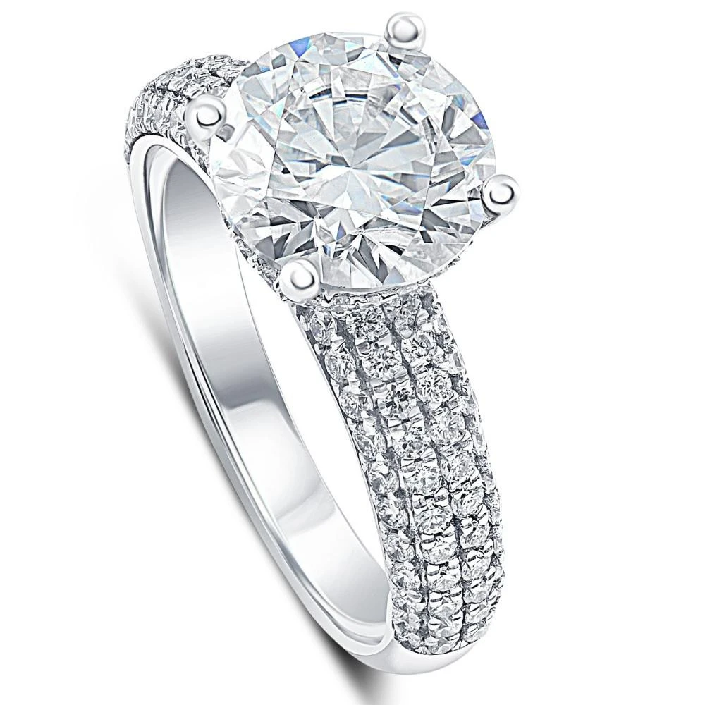 4 Ct Pave Round Diamond Engagement Ring in White Gold Lab Grown (G-H, VS2-SI1)