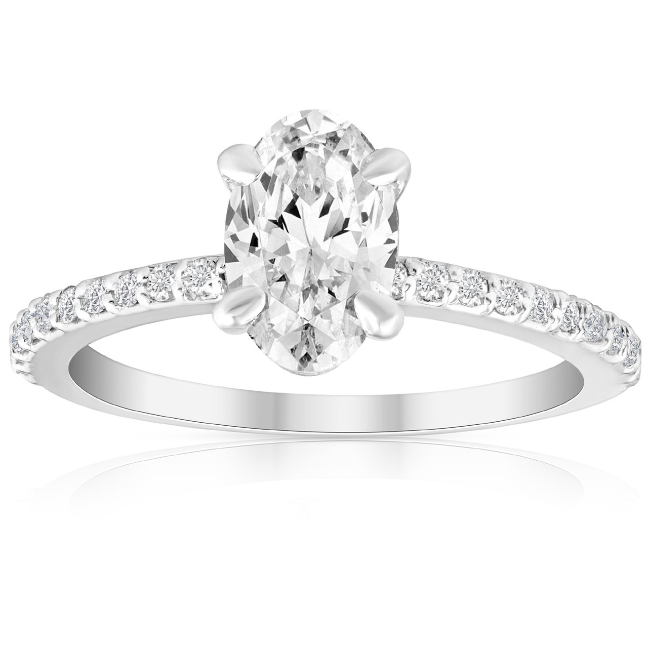 1 1/2Ct Oval Diamond Engagement Ring 14k White Gold Lab Grown (F-G, VS) 1 1/2Ct Oval Diamond Engagement Ring 14k White Gold Lab Grown (F-G, VS)