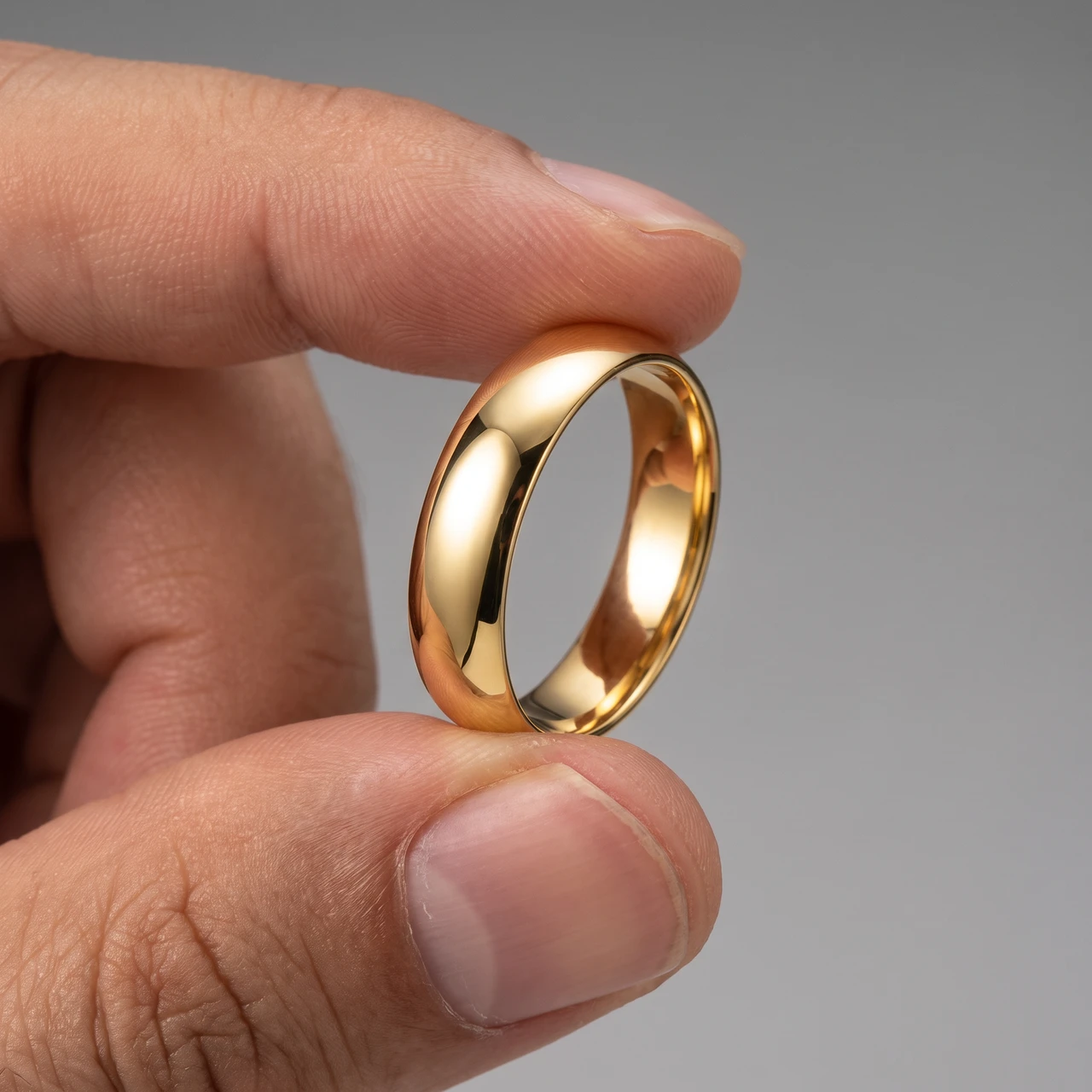 6mm Dome High Polished Wedding Band 14K Yellow Gold