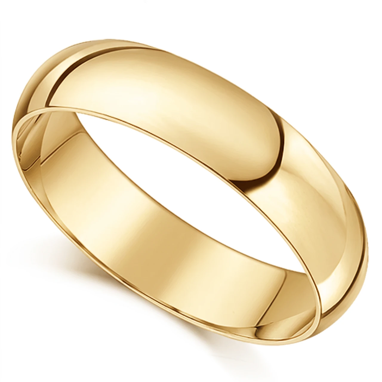 6mm Dome High Polished Wedding Band 14K Yellow Gold