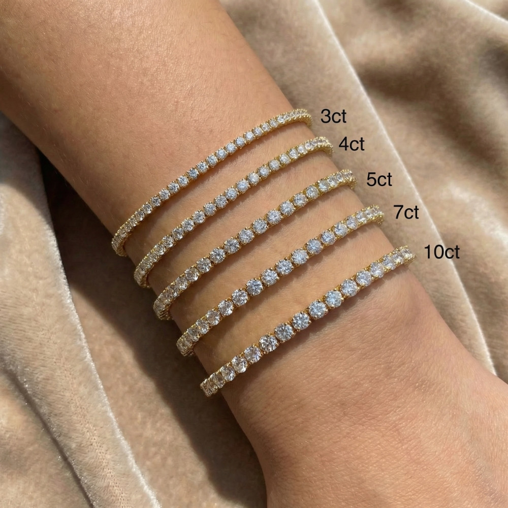 3 - 10 Ct Natural Diamond Tennis Bracelet in 14k White, Yellow, or Rose Gold (I-J, I1)