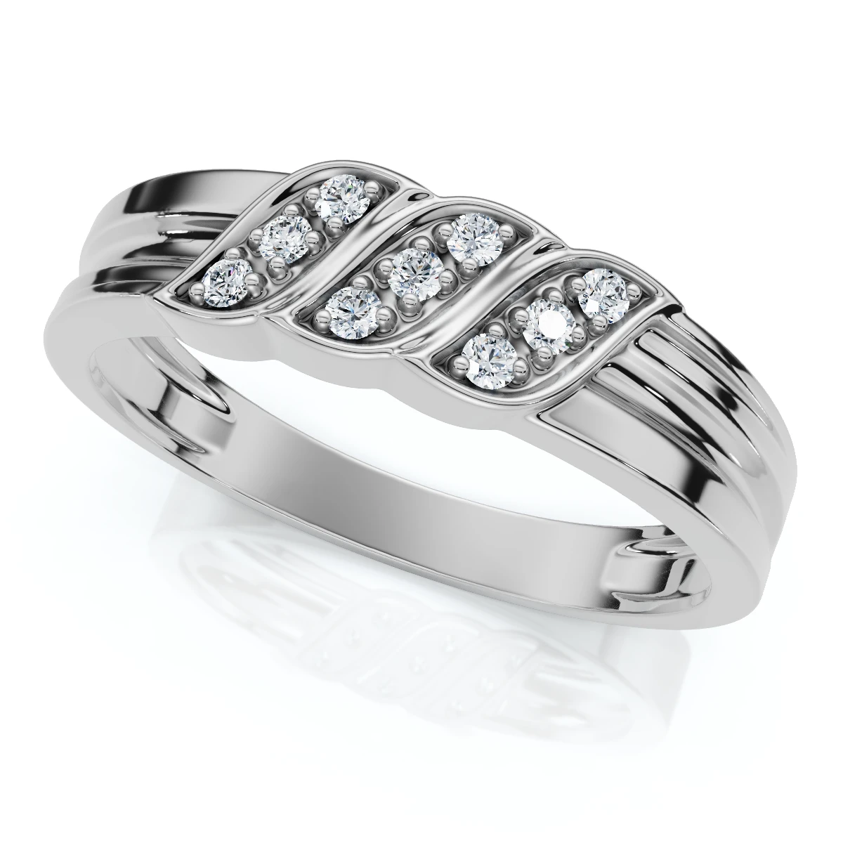 Men's Diamond Wedding Ring 10K White Gold High Polished Band (I-J, I2-I3)