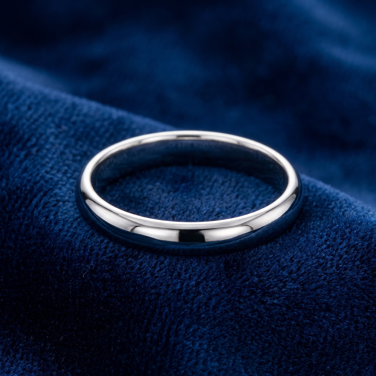 3mm Dome High Polished Wedding Band 14K White Gold