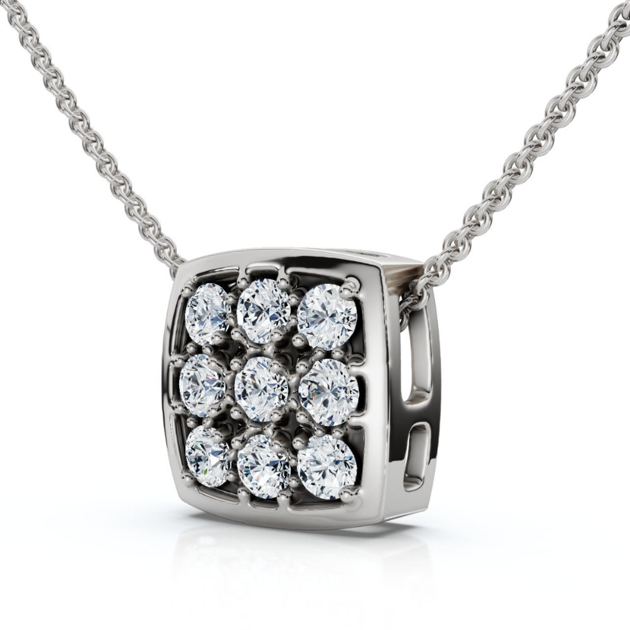 1/5ct Pave Diamond Cluster Pendant 14K White Gold (G-H, I1)