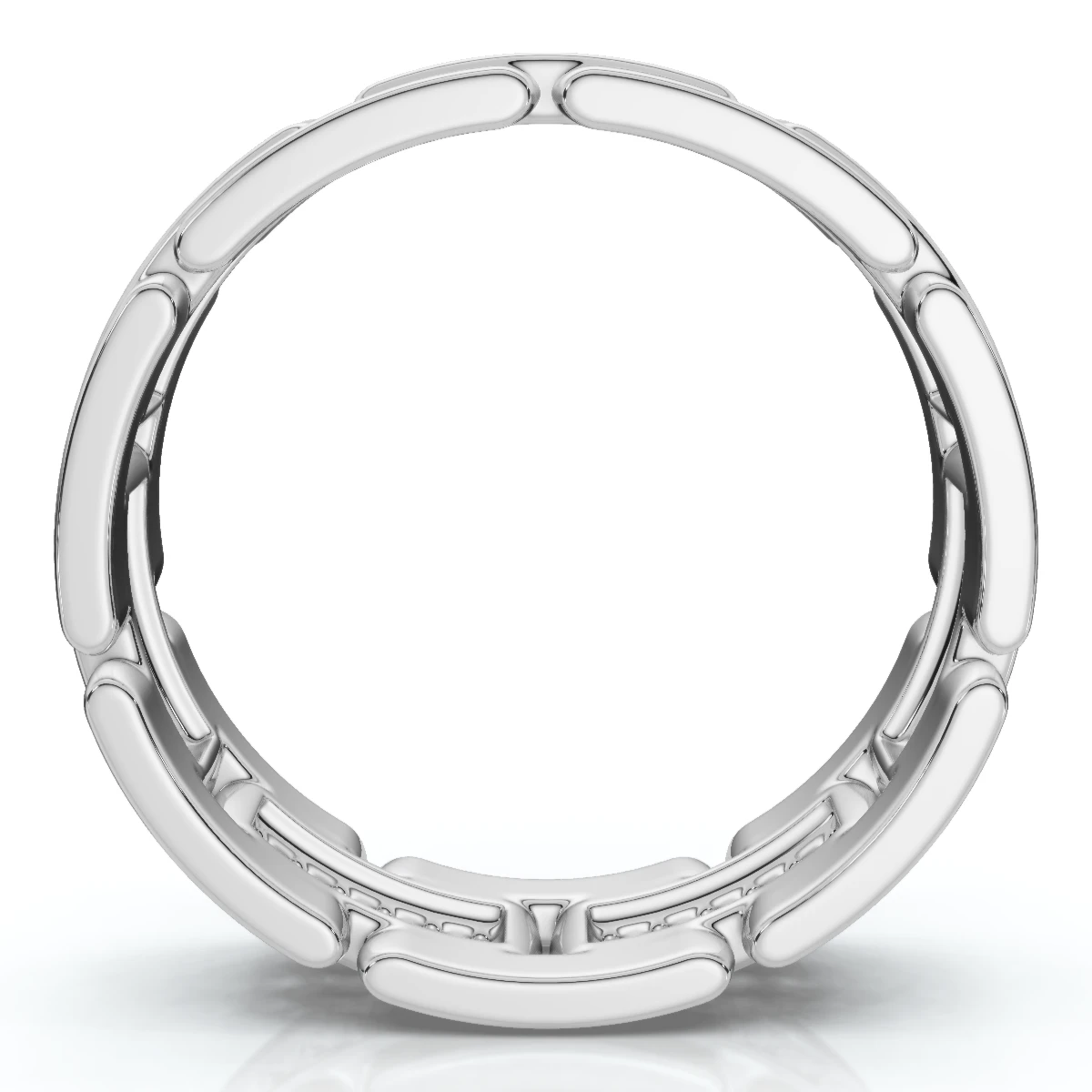 .85Ct TW Round Diamond Mens Link 8mm Wedding Band Gold Polished Ring Lab Grown (G-H, VS2-SI1)