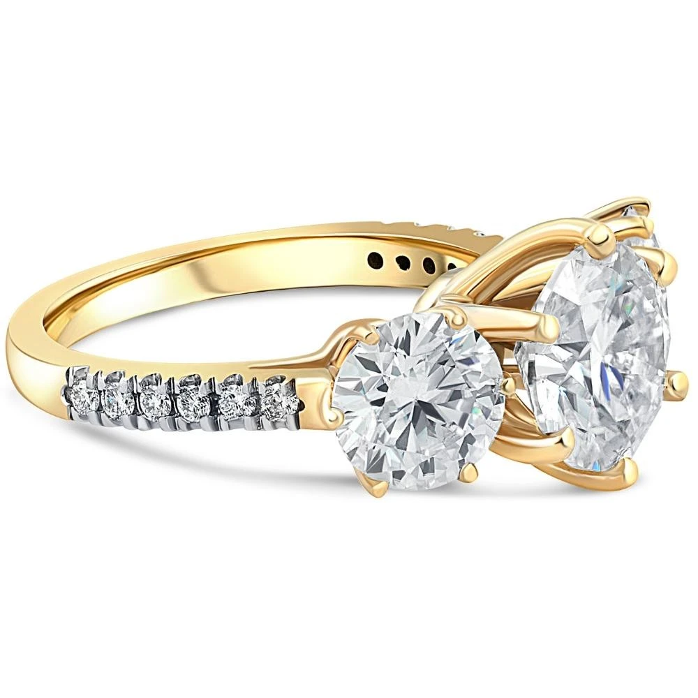 6 1/4 Ct Three Stone Diamond Engagement Ring Lab Grown White Yellow Rose Gold (G-H, VS2-SI1)