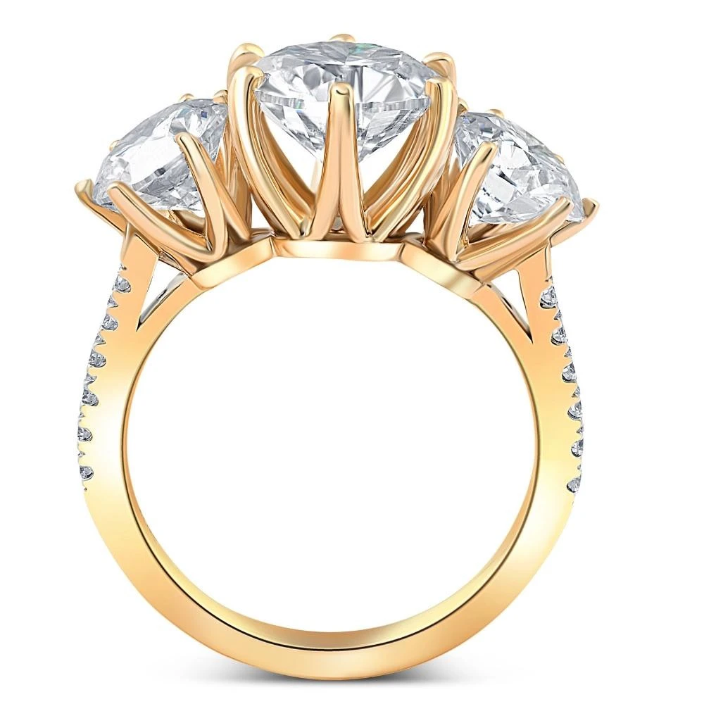 6 1/4 Ct Three Stone Diamond Engagement Ring Lab Grown White Yellow Rose Gold (G-H, VS2-SI1)