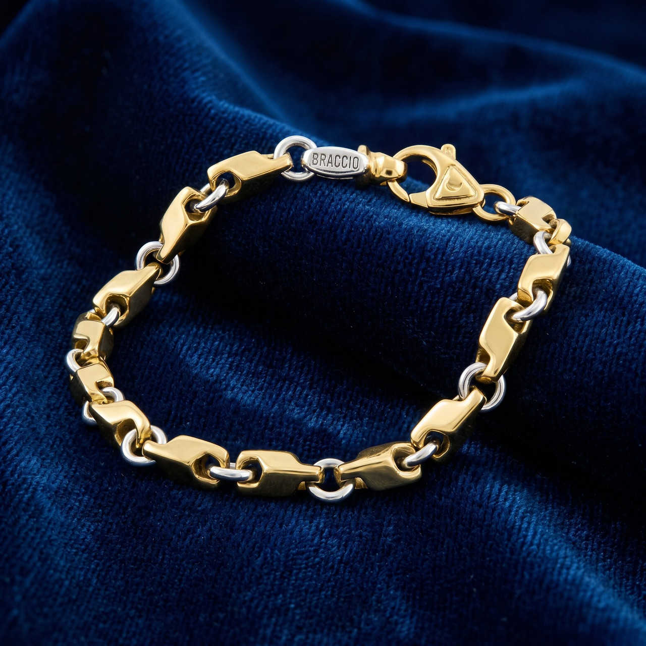 Men's Seed & Rolo Link 14k Gold (30gram) or Platinum (48gram) 5mm Bracelet 8.5"