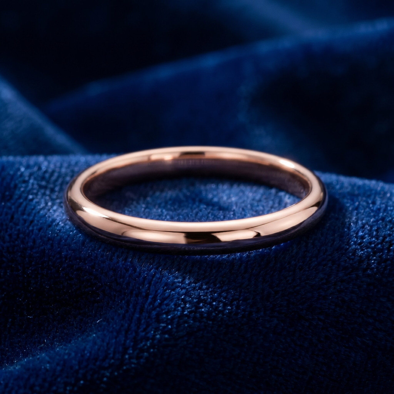 2mm Dome High Polished Wedding Band 14K Rose Gold