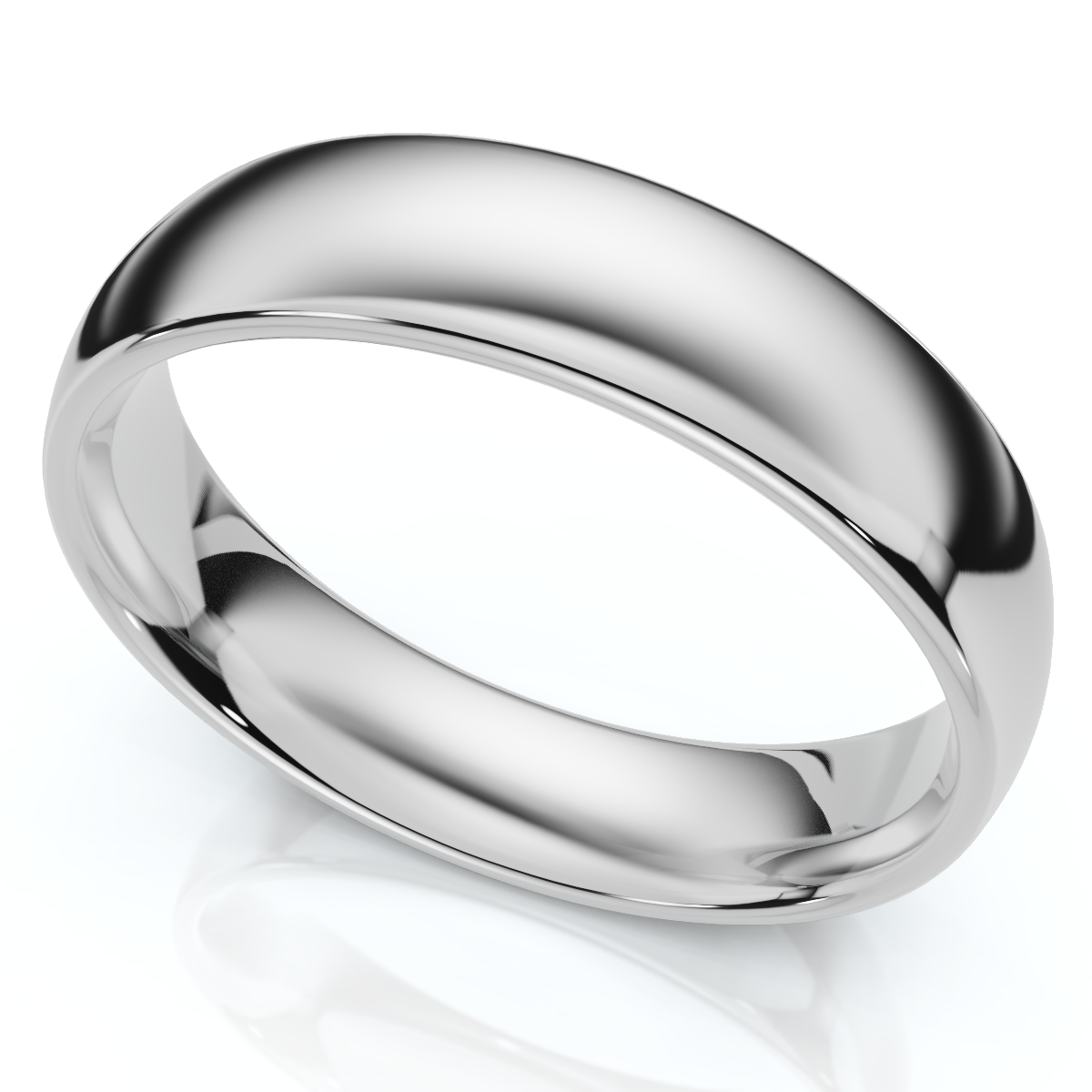 6mm Dome High Polished Wedding Band 14K White Gold