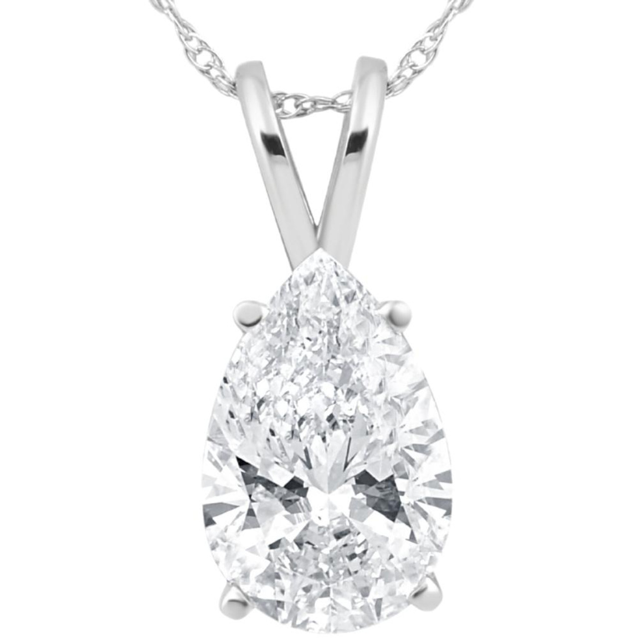 Kiara Diamond Pear Shape Solitaire Necklaces | The Diamond Store