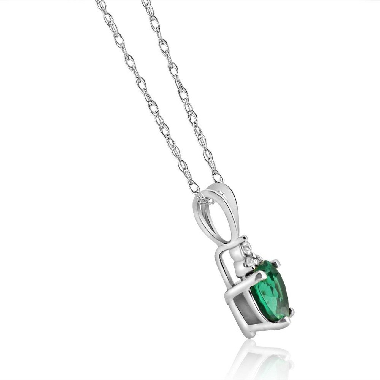 1/2ct Diamond & Simulated Emerald Heart Pendant 14K White Gold (G-H, I1) 1/2ct Diamond & Simulated Emerald Heart Pendant 14K White Gold (G-H, I1)