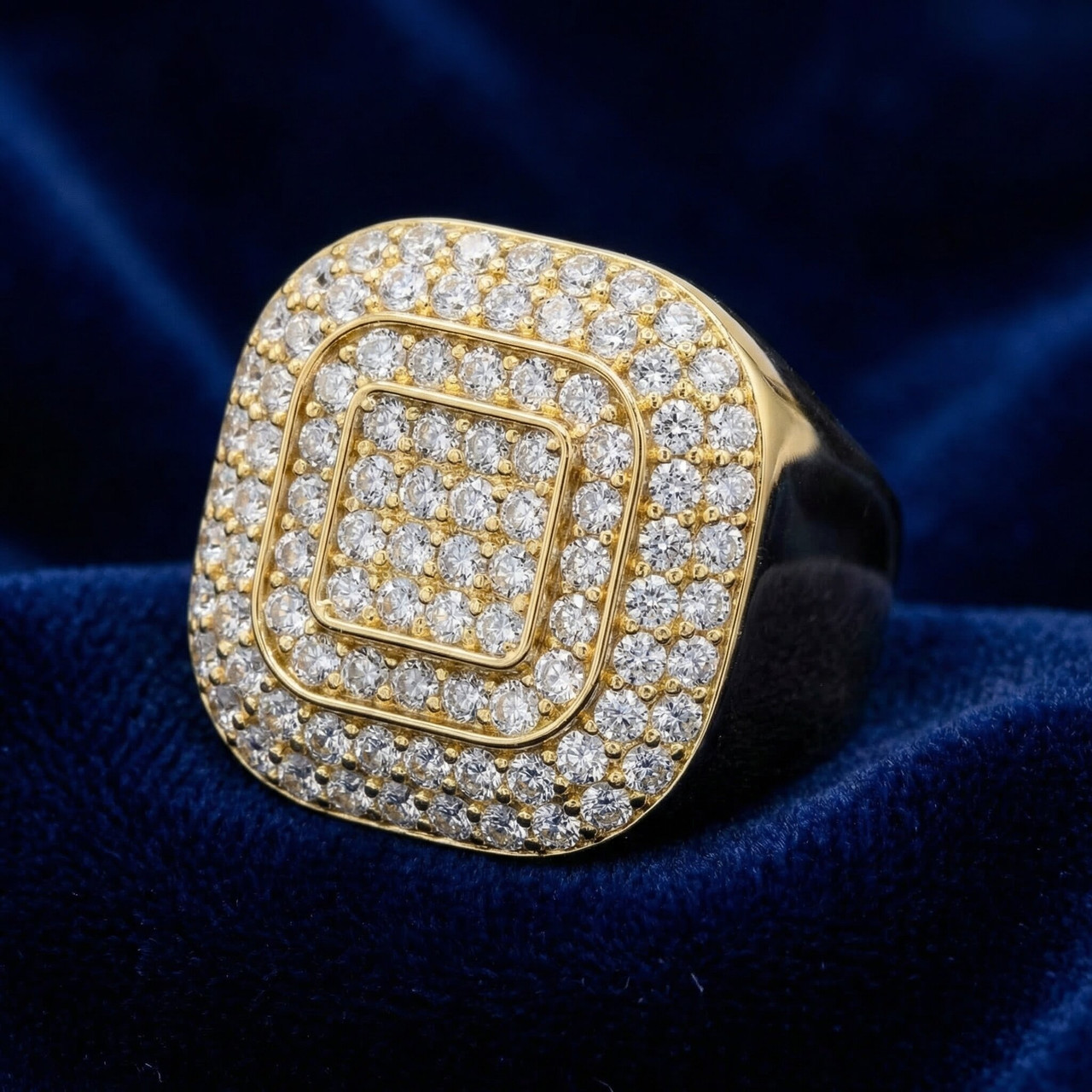 3Ct Men's Diamond Ring Wide High Polished Anniversary Band White or Yellow Gold (G-H, I1)