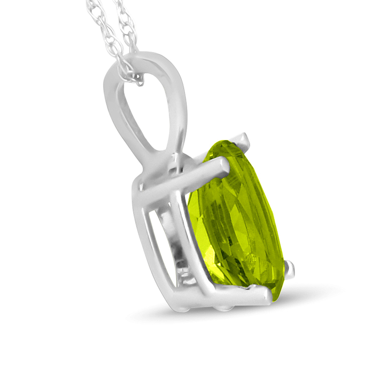 2ct Oval Shape Peridot Solitaire Pendant 14K White Gold With 18" Chain 2ct Oval Shape Peridot Solitaire Pendant 14K White Gold With 18" Chain