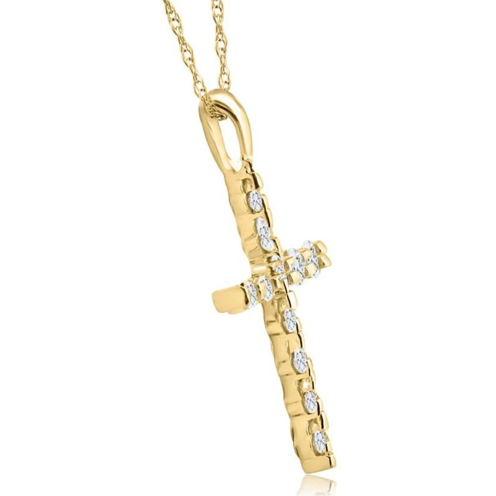 1/5Ct Diamond Cross Pendant 10k Yellow Gold 18" 10k Gold Necklace (H-I, I2-I3)