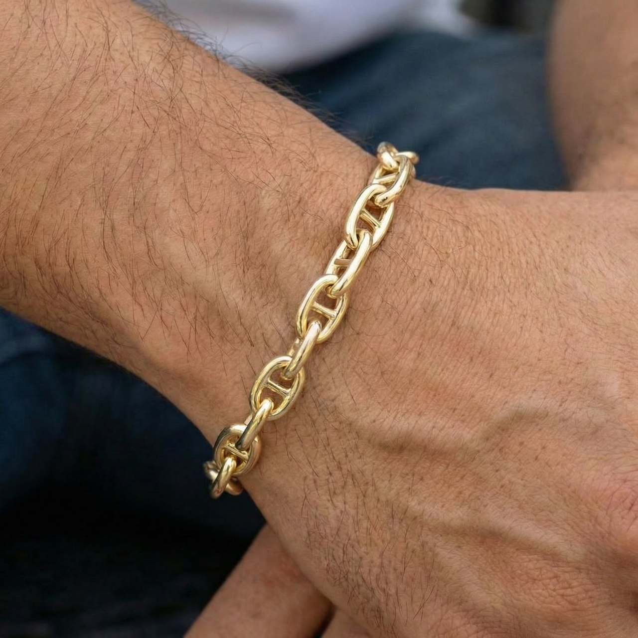 Men's Classic Anchor Link 14k Gold (38gram) or Platinum (62gram) 8mm Bracelet 8.5"