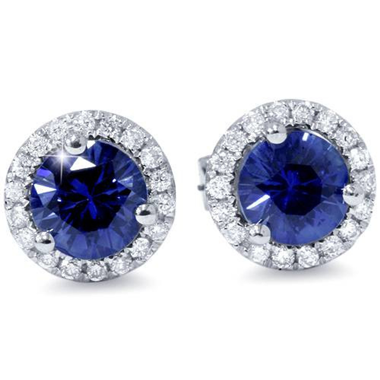 18ct white gold sapphire and diamond stud earrings | Cerrone