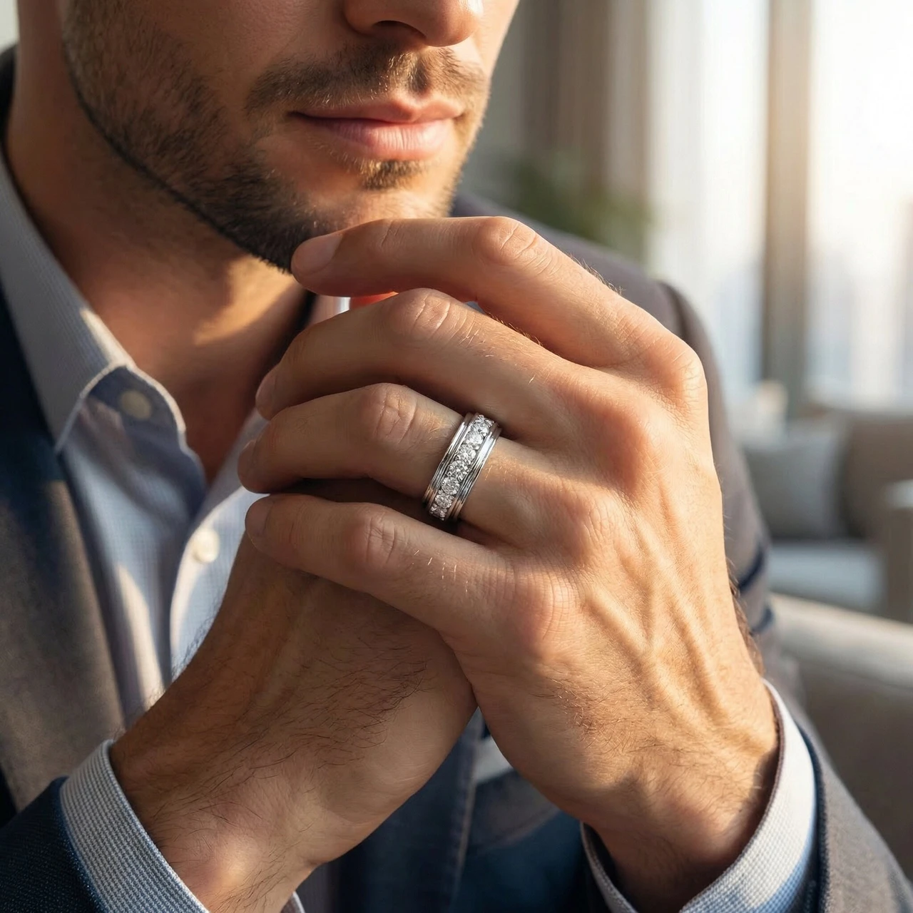 2Ct Diamond Men's Ring in 10k White or Yellow Gold 10-Stone (G-H, I1)
