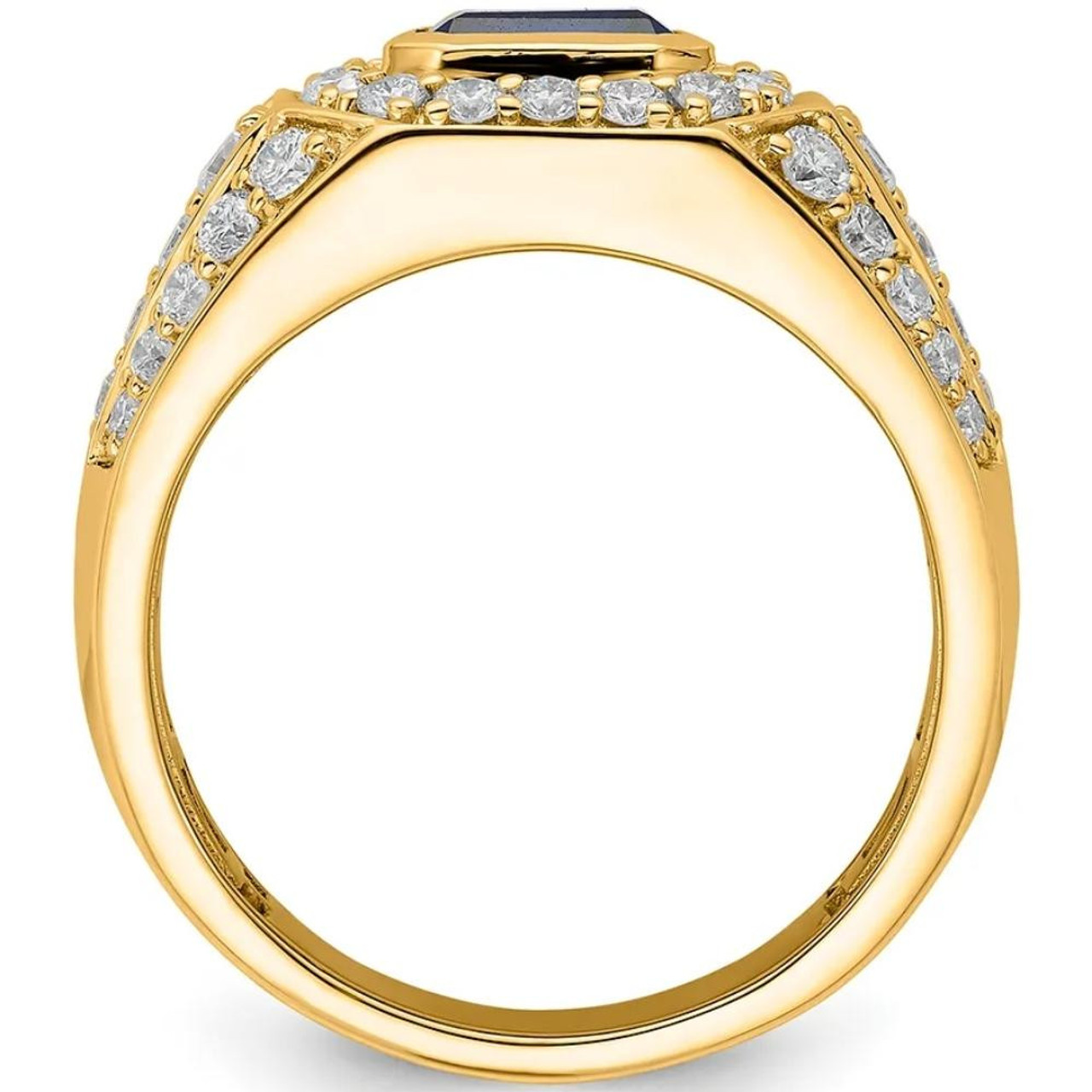 4 1/2Ct TW Men's Created Sapphire & Lab Grown Diamond Ring in 10k Yellow  Gold (G-H, VS)