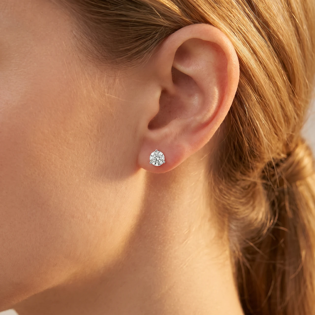 1.25Ct Round Brilliant Cut Natural Diamond Stud Earrings in 14K Gold Martini Setting (G-H, I2-I3)