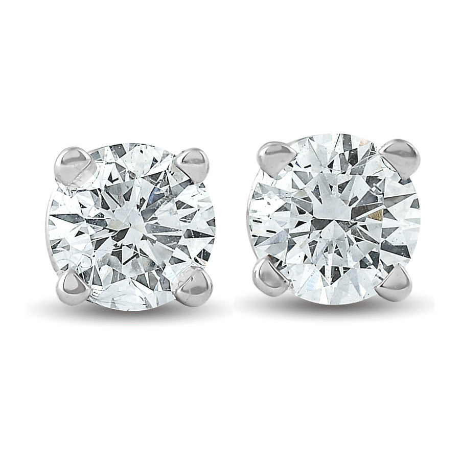 .33Ct Round Brilliant Cut Natural Diamond Stud Earrings in 14K Gold Classic Setting (G-H, I2-I3)