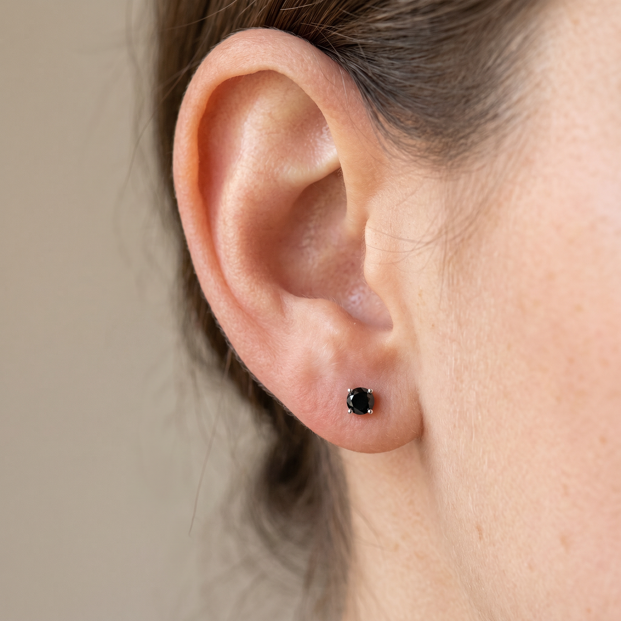 .40Ct Round Brilliant Cut Heat Treated Black Diamond Stud Earrings in 14K Gold Classic Setting (Black, I2-I3)