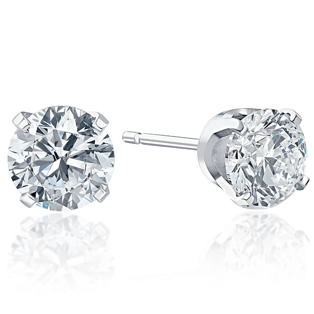 2.00Ct Round Brilliant Cut Natural Diamond Stud Earrings 14K Gold Classic Setting (G-H, I2-I3)