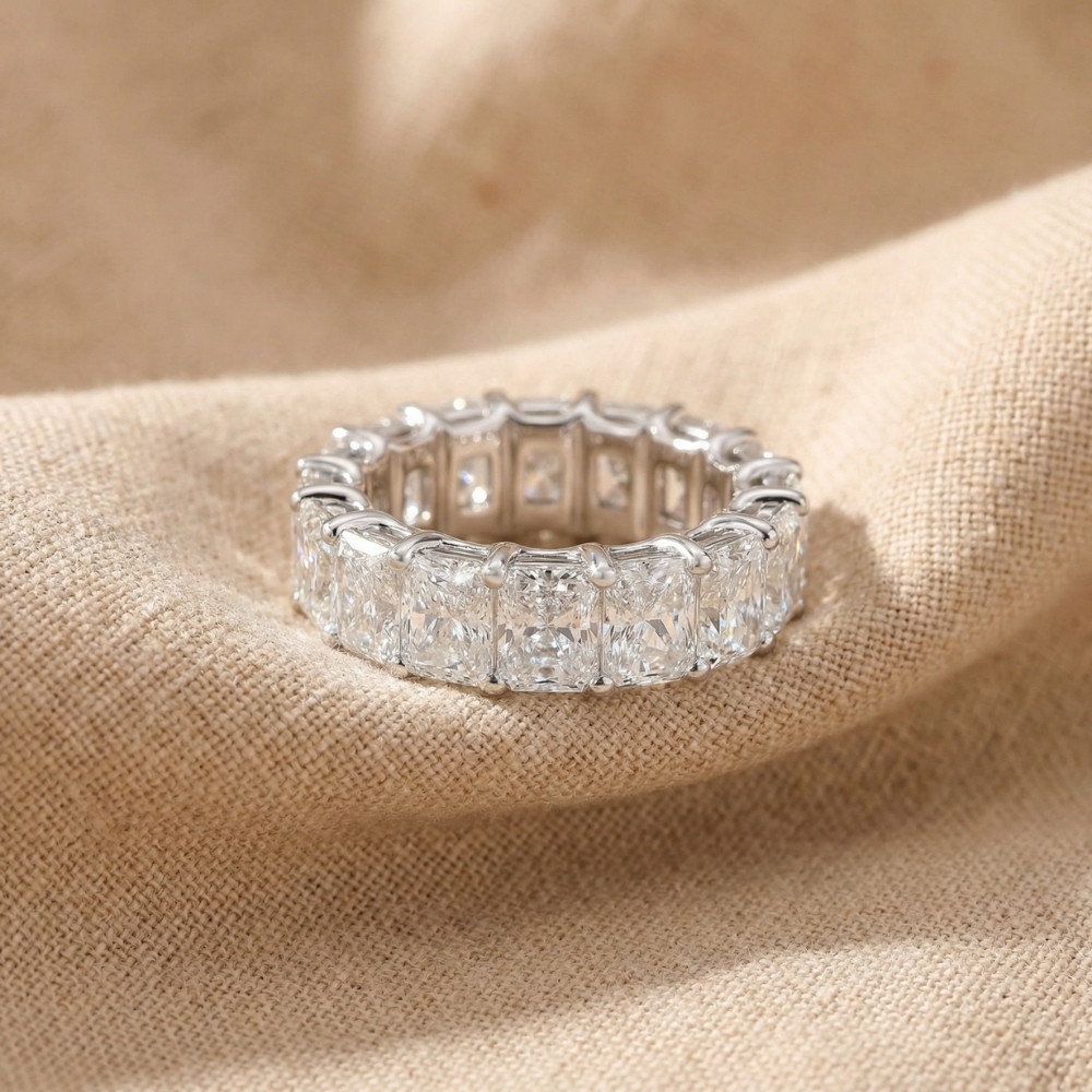 11 1/2Ct TW Radiant Cut Diamond Eternity Ring 14k Gold or Platinum Lab Grown (G-H, VS2-SI1)
