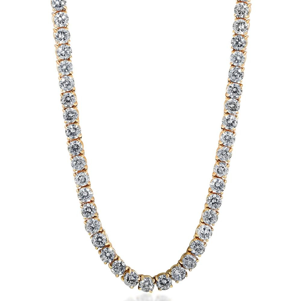 Huge 23 Ct Diamond Tennis Necklace 14K Yellow Gold 18" (J-K, I1)