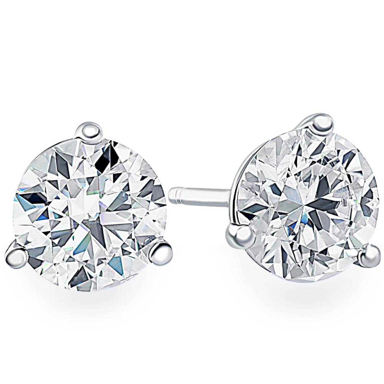 .33Ct Round Brilliant Cut Natural Diamond Stud Earrings in 14K Gold Martini  Setting (G-H, I2-I3)