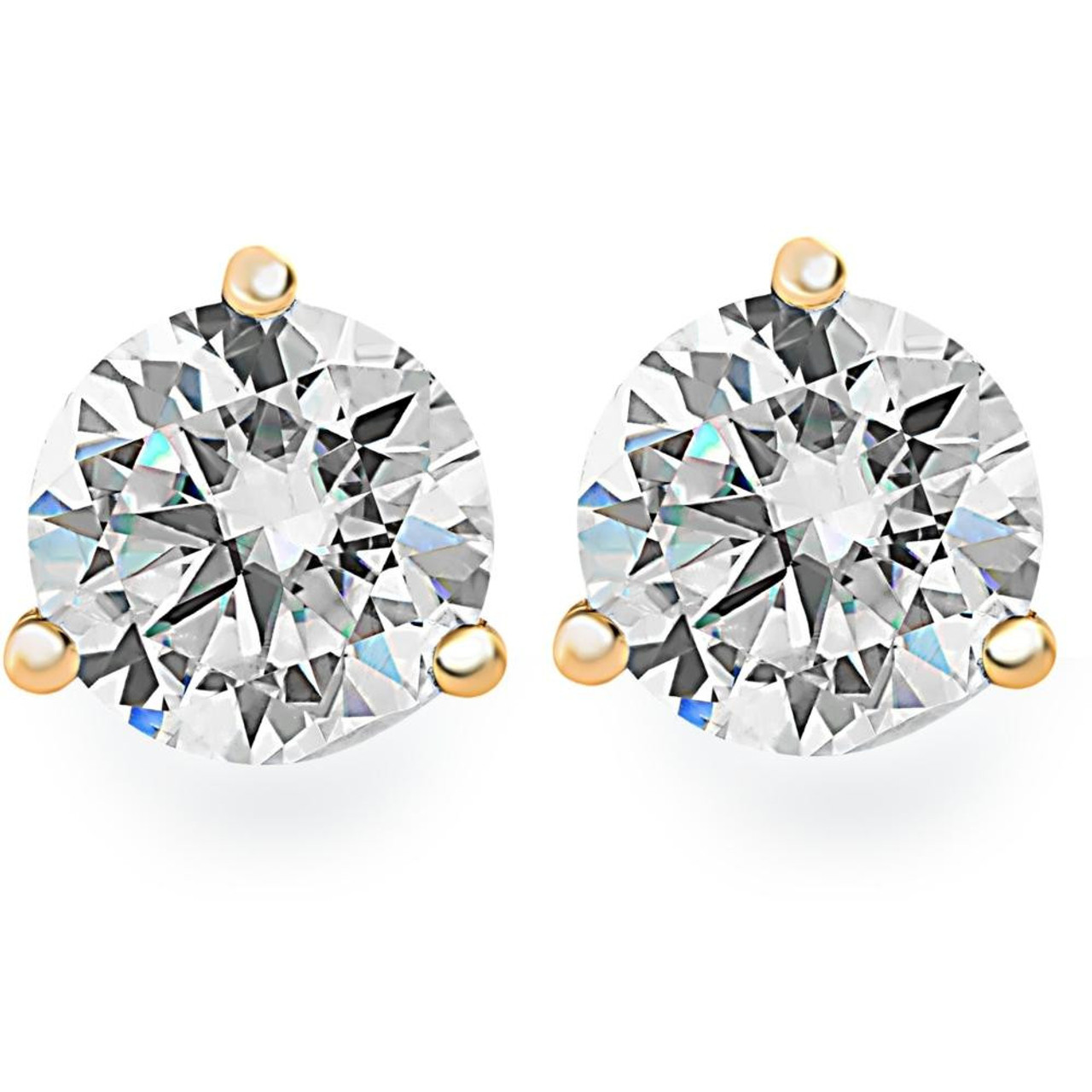 Moissanite Solitaire Stud Earrings Push-backs, 1.00ct Round Cut