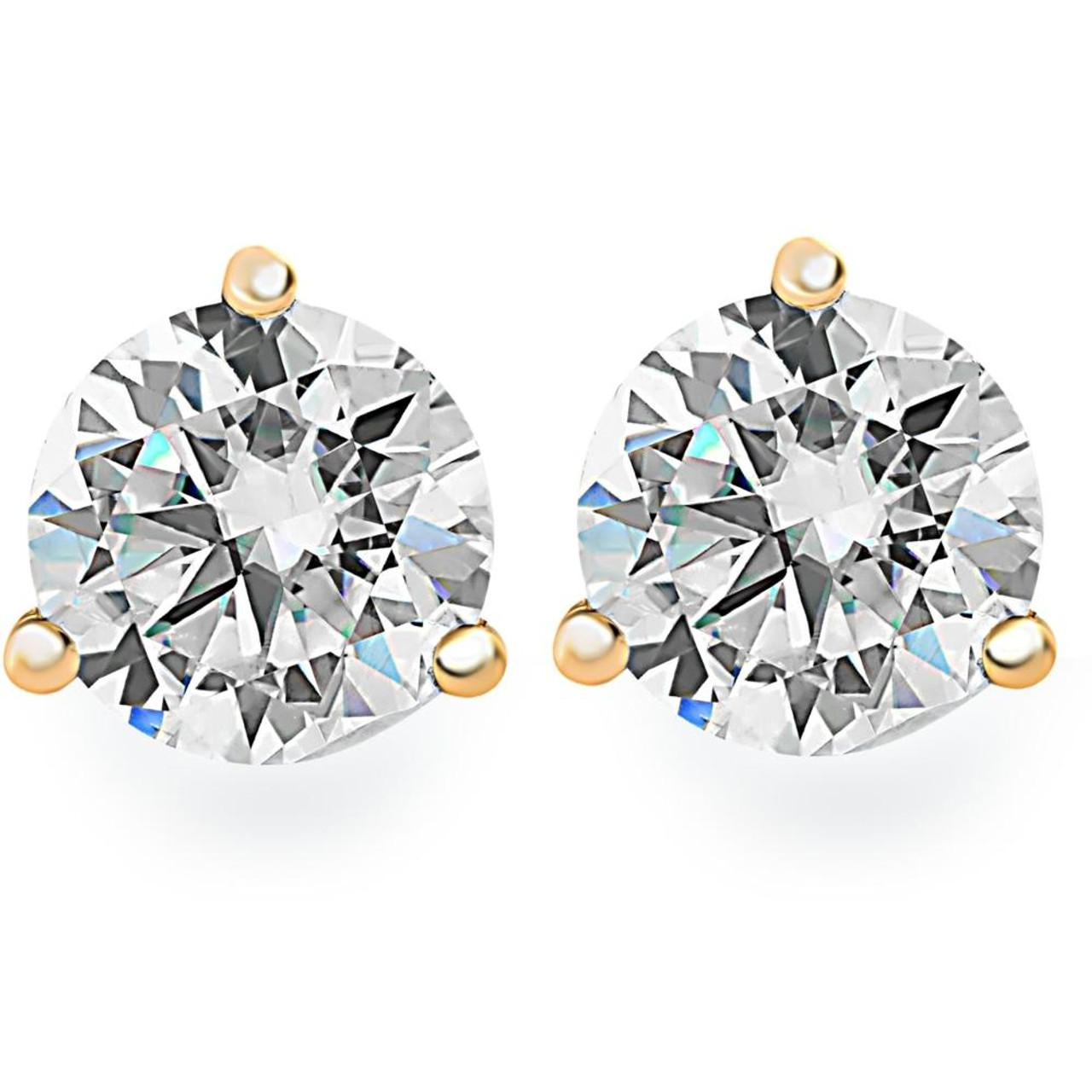 2ct. 3-Prong Martini Diamond Stud Earrings 14kt White Gold G-H