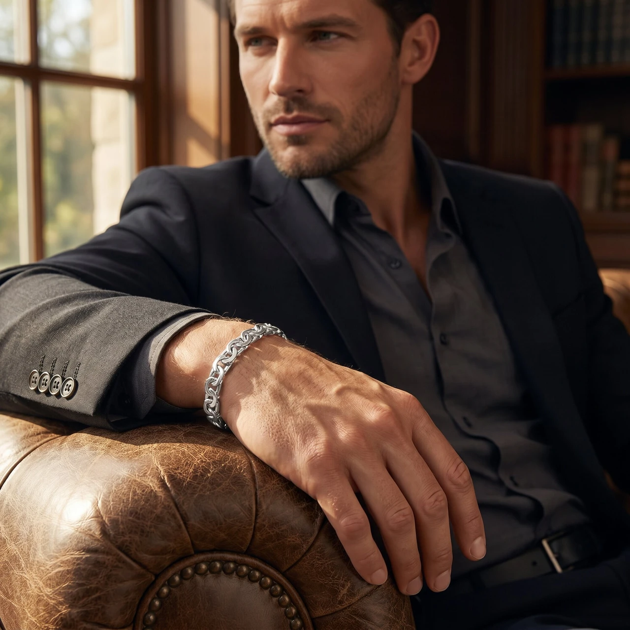 Men's Curb & Mariner Mixed Link 14k Gold (26gram) or Platinum (42gram) 7.5mm Bracelet 8.5"