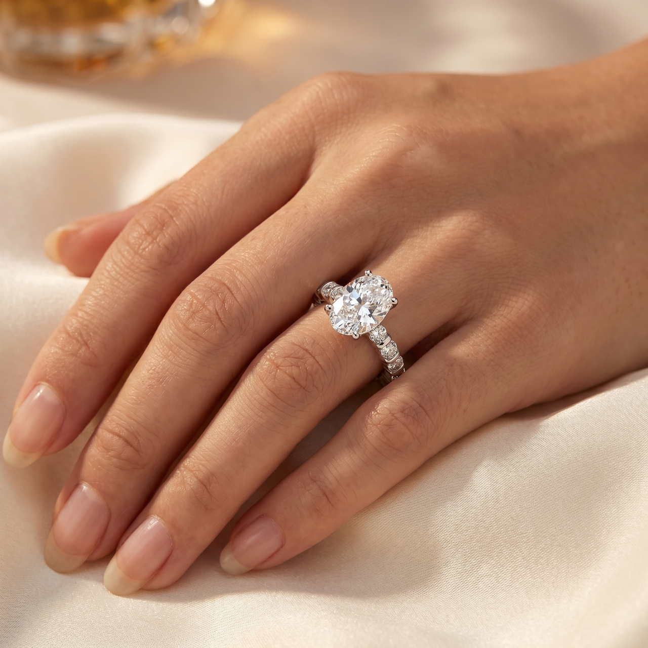 5 Ct TW Oval Diamond Eternity Engagement Ring 14k White Gold Lab Grown (, VS)