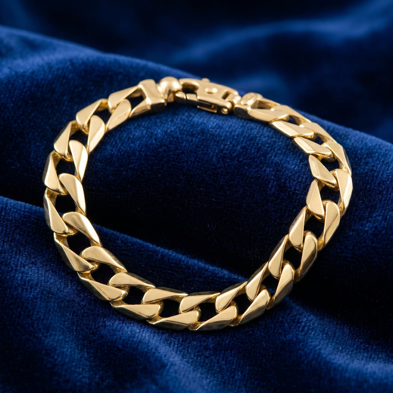 Men's Wide Square Curb 14k Gold (46gram) or Platinum (74gram) 10.5mm Link Bracelet 8.5"