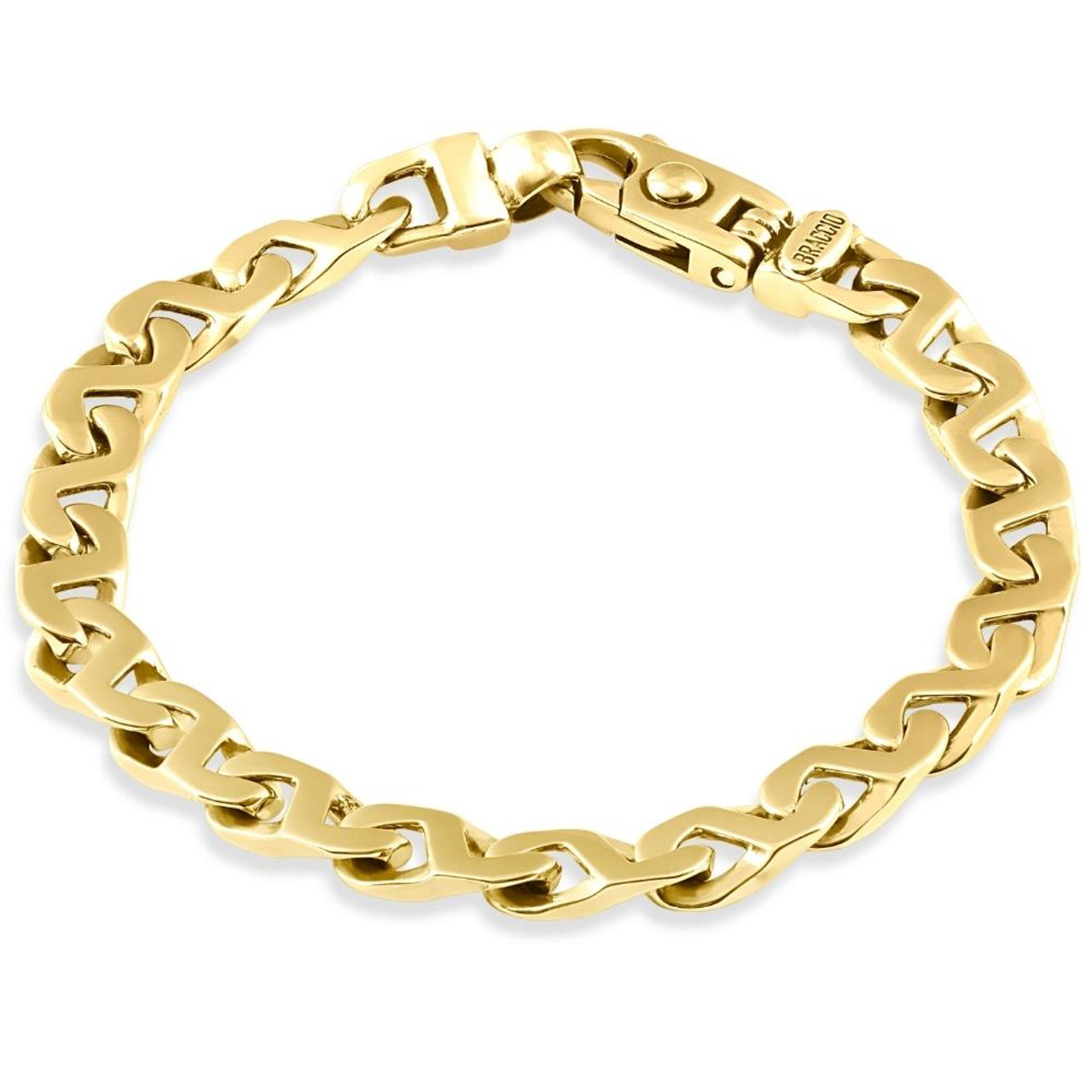 Oval dual finish bracelet with platinum and gold plating -