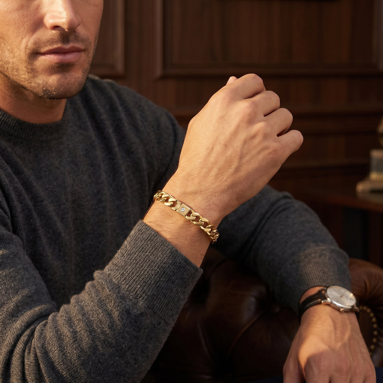 Men's 14k Gold (30gram) or Platinum (48gram) 7.5mm Link Bracelet 8"