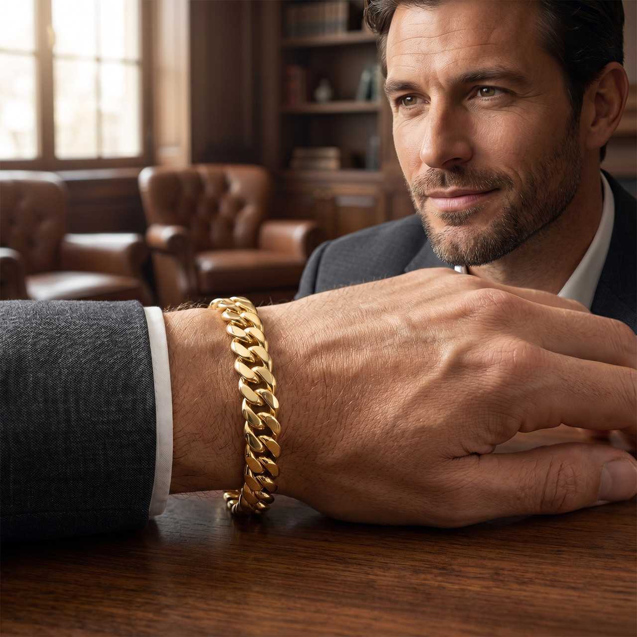 Men's Heavy Cuban 14k Gold (115gram) or Platinum (186gram) 14.5mm Link Bracelet 8.75"