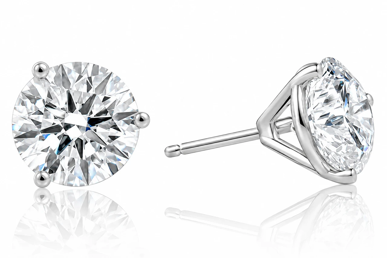 3.20 Ct TW 14k White Gold Lab Grown Round-Cut Diamond Martini Studs (F-G, VS)