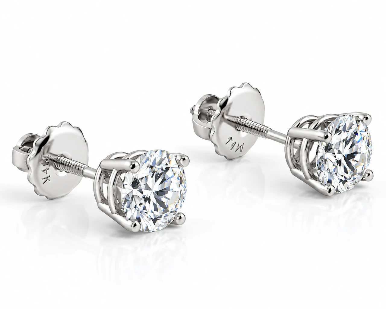 Platinum 1/2ct Diamond Studs Screw Back Lab Grown (F-G, VVS)