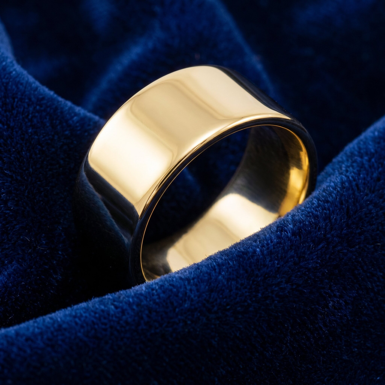 10mm Flat High Polished Wedding Band 10K Yellow Gold