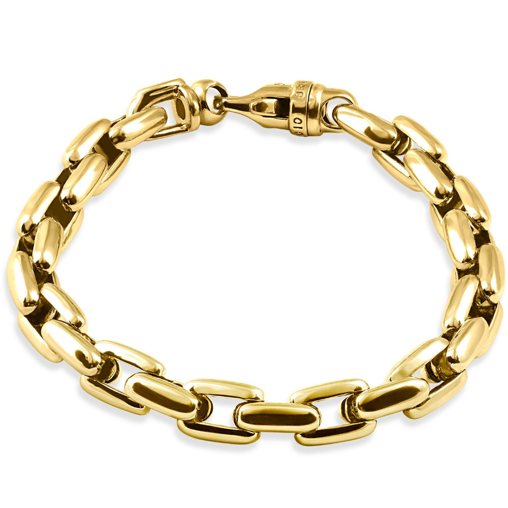 Men's Wide Round Link 14k Gold (56gram) or Platinum (90gram) 9mm Bracelet 8.5"