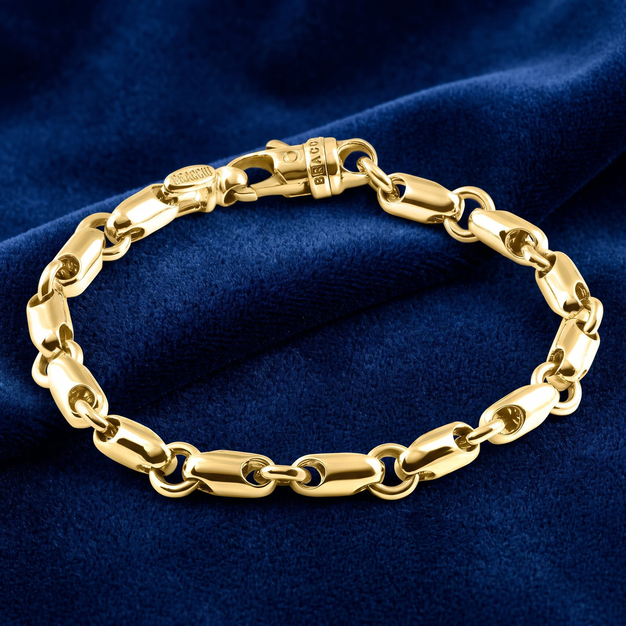 Men's Rounded Seed 14k Gold (42gram) or Platinum (68gram) 7mm Link Bracelet 8.5"