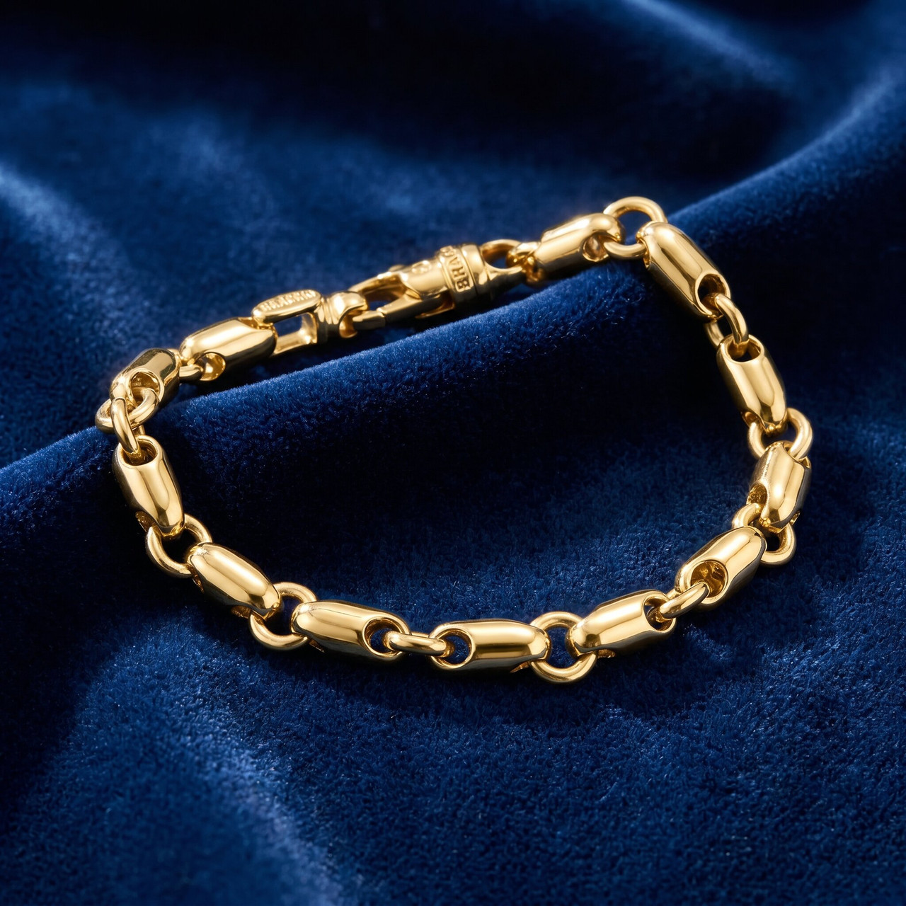 Men's Rounded Seed 14k Gold (42gram) or Platinum (68gram) 7mm Link Bracelet 8.5"
