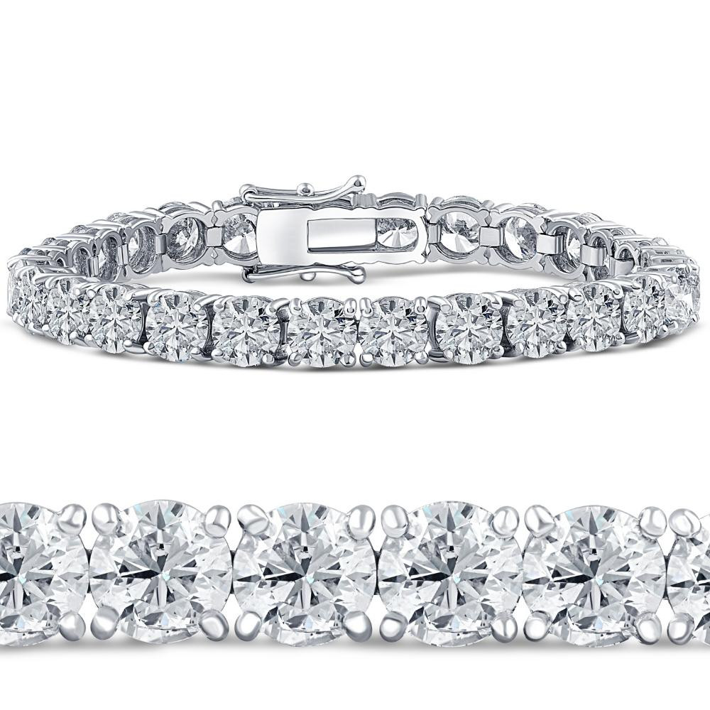 26.94Ct TW Round Diamond 7" Tennis Bracelet 14k White Gold Lab Grown (G-H, SI)