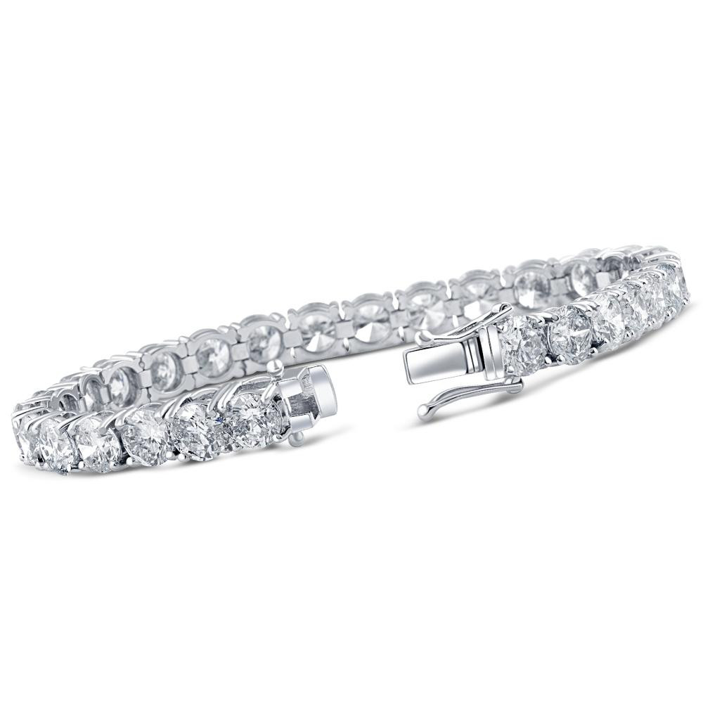 26.94Ct TW Round Diamond 7" Tennis Bracelet 14k White Gold Lab Grown (G-H, SI)