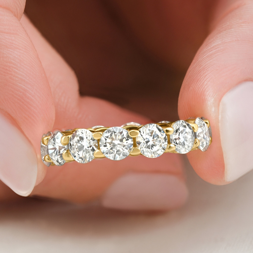 5Ct Diamond Eternity Ring Lab Grown 14k Yellow Gold (F-G, VVS)