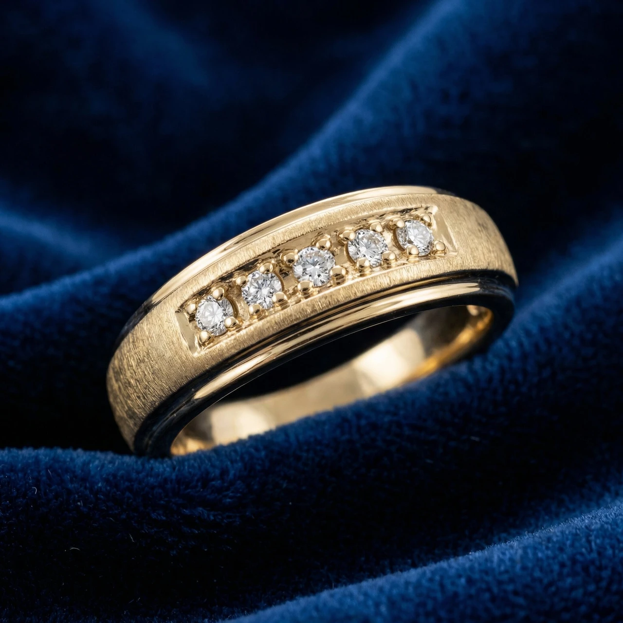 Mens 1/6ct Yellow Gold Diamond Wedding Ring Band (G-H, I2-I3)