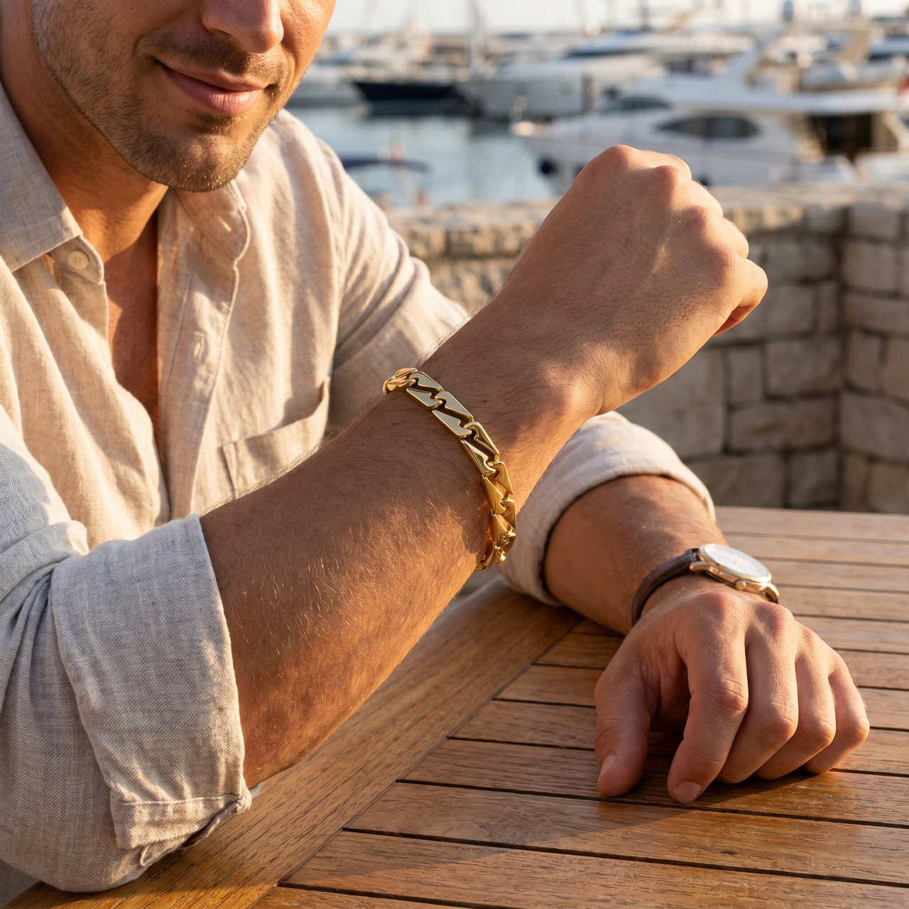 Men's Link 14k Gold (44gram) or Platinum (71gram) 7.5mm Bracelet 8.25"