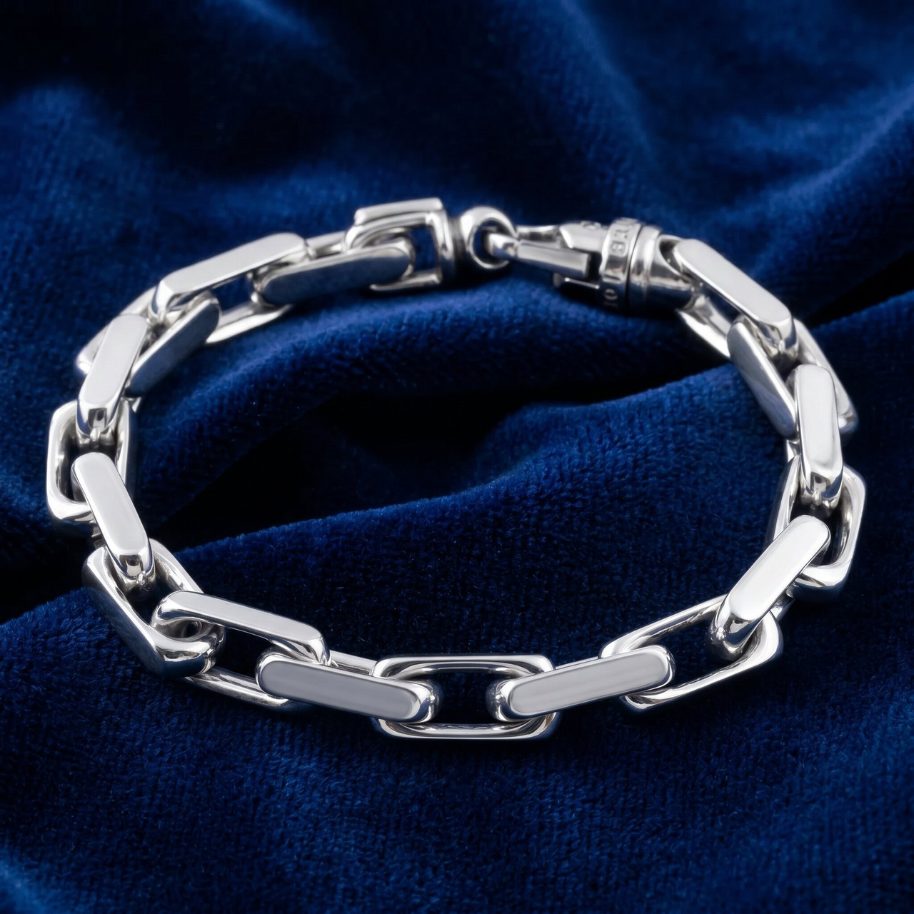 Men's Heavy Square and Round Link 14k Gold (66gram) or Platinum (107gram) 8mm Bracelet 8.5"